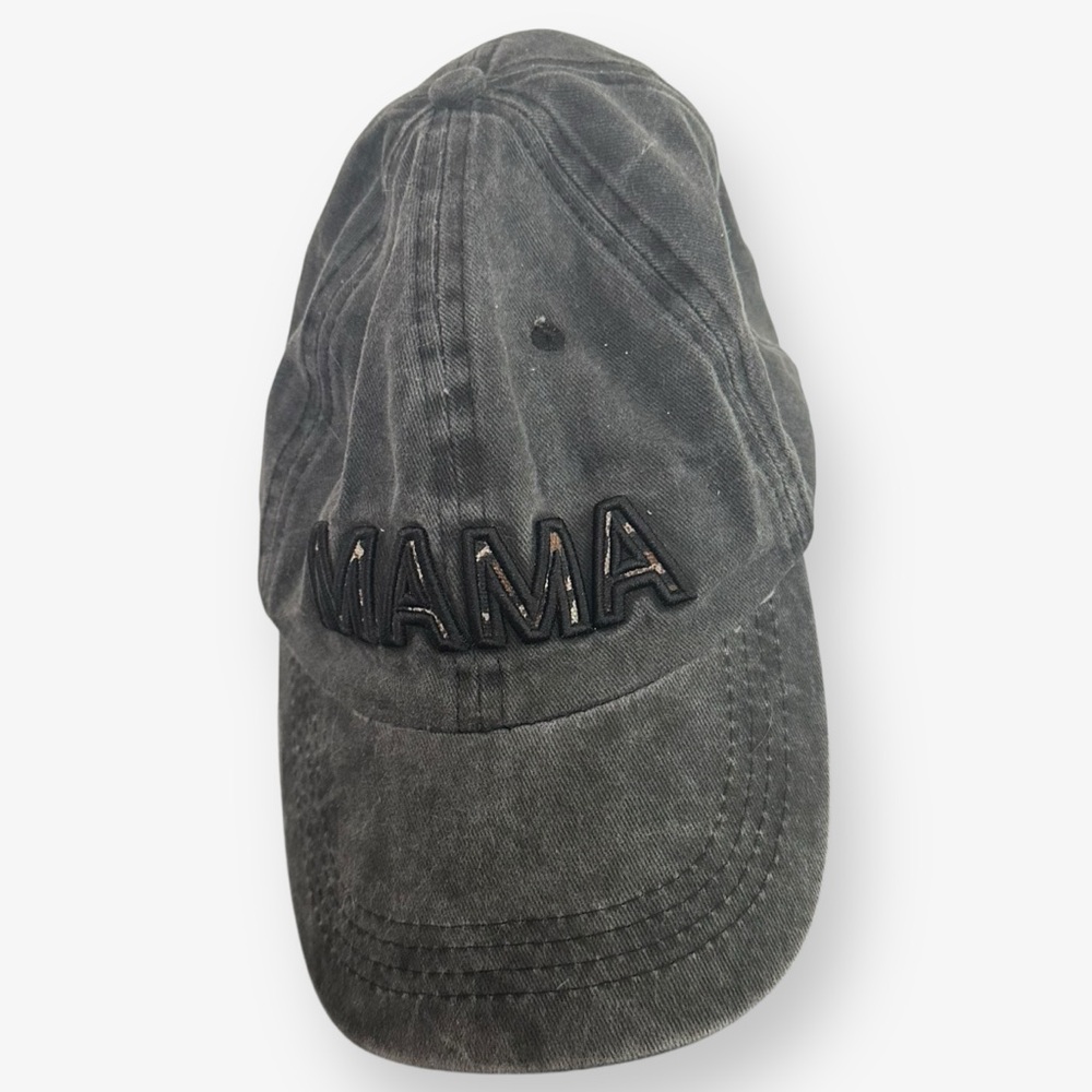 Mama Hat Gray Adjustable Hat Cap